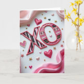 Carte XO brodée avec amour (Fleur jaune)