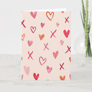 Carte Xoxo Cœurs à l'aquarelle