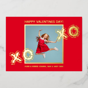 Carte XOXO Modern Bold Photo Foil Red Anniversaire