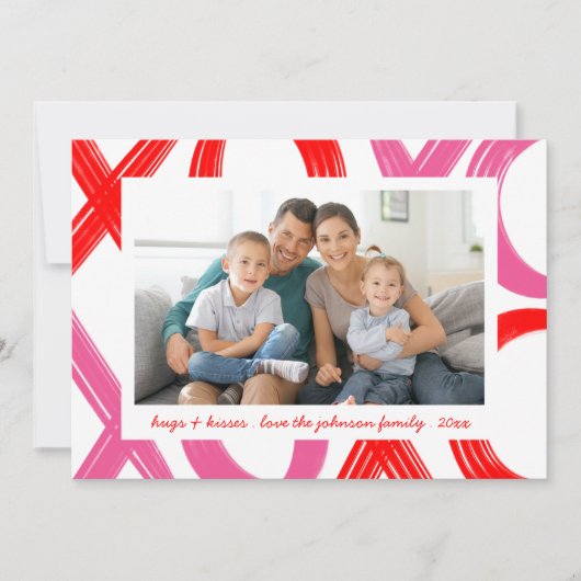 Carte XOXO Pink Red Hugues et baisers Valentine (Devant)