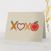 Carte XOXO Professeur crayon et pomme de la Saint-Valent (Fleur jaune)