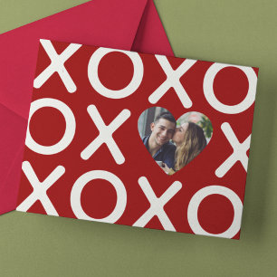 Carte XOXO Rouge Cramoisi Photo Cœur Amour