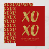 Carte XOXO Valentine Brossé Gold Foil (Devant / Derrière)