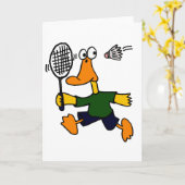 Carte XX- Canard Jouant au badminton Dessin (Fleur jaune)