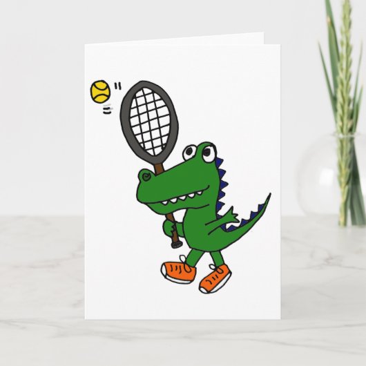 Carte XX- Drôle Gator Jouer Tennis (Devant)