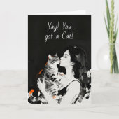 Carte Yay! You got a New Cat | Congratulations Card (Devant)