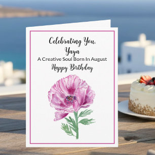 Carte Yaya Joyeux Anniversaire Août Poppy Violet