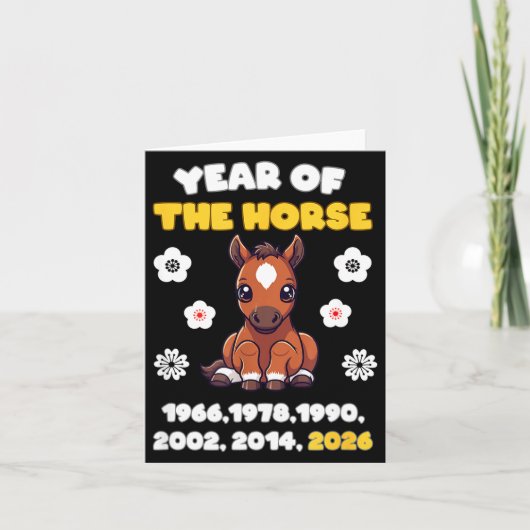 Carte Year Of Horse Cute Zodiac Animal 2026 Design (Devant)