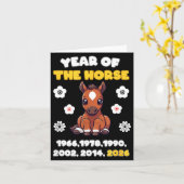 Carte Year Of Horse Cute Zodiac Animal 2026 Design (Fleur jaune)