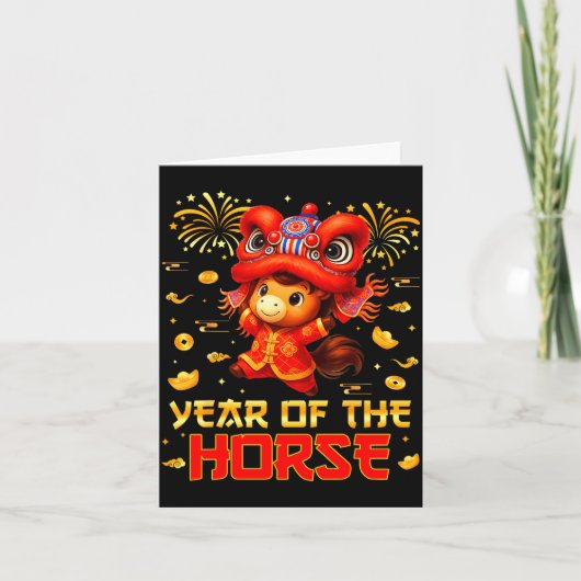 Carte Year Of The Horse Lion Dance Lunar Chinese New Yea (Devant)
