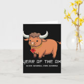 Carte Year Of The Ox Cute Kawaii Chinese Zodiac Chinese (Fleur jaune)