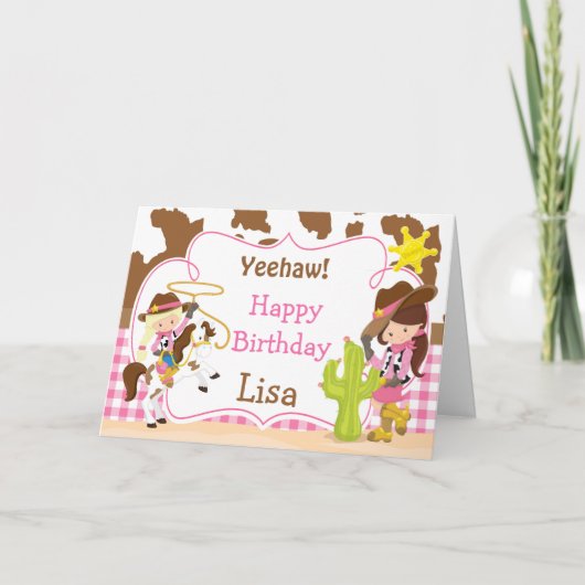 Carte Yeehaw Cowgirl Western fête d'anniversaire (Devant)