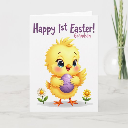 Carte Yellow Bird Easter Grandson Card (Devant)