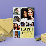 Carte Yellow Family Friends Photo de collage Joyeux anni<br><div class="desc">This cool and cute happy birthday greeting card is perfect for any friend or family member. Objets fonctionnels eight customizable photograph pictures with the quote, "Happy Birthday, " on top of a canary yellow 30" (which can be change d to any age) and pastel yellow color block square. C'est moderne,...</div>