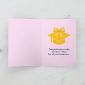 Carte Yellow Gingham Bow Photo Graduation  (Intérieur)