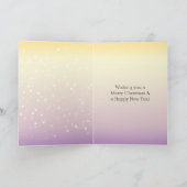 Carte Yellow Purple White Bokeh Dots Snowman Christmas (Intérieur)