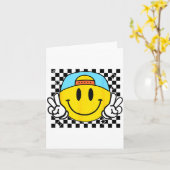 Carte Yellow Smile Face Cute Checkered Peace Smiling Hap (Fleur jaune)