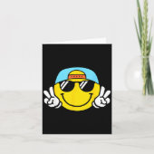 Carte Yellow Smile Face Cute Checkered Peace Smiling Hap (Devant)