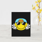 Carte Yellow Smile Face Cute Checkered Peace Smiling Hap (Fleur jaune)