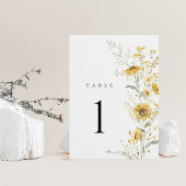 Carte Yellow Wildflower Sunflower Wedding Table Numbers