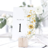 Carte Yellow Wildflower Sunflower Wedding Table Numbers