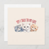 Carte Yep, je parle à My Cats - Adorable Trio Cat Design (Devant / Derrière)