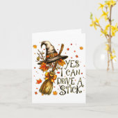 Carte Yes I Can Drive A Stick Fall Halloween Soky Witch  (Fleur jaune)