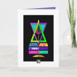 Carte Yeshua Menorah<br><div class="desc">Déclarer Yeshua Lumière du Monde est cette menorah très colorée au sein d'un Magen David multicolore. L'intérieur est bordé et coordonné pour votre plaisir d'écriture. ~ karyn</div>