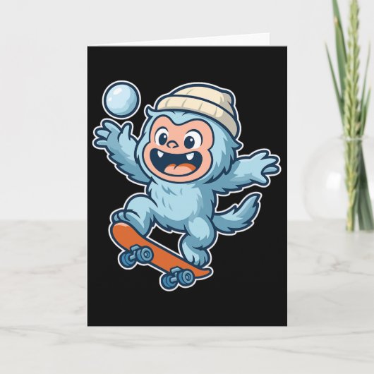 Carte Yeti Snowll Skateboard Fun  (Devant)