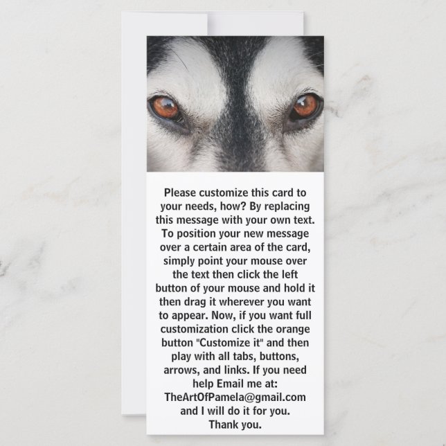 Carte Yeux Brown de chien malamué (Devant)