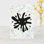 Carte Yeux de chat en train d'ouvrir un trou noir (Fleur jaune)