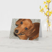 Carte Yeux de chiot d'animal familier de teckel (Fleur jaune)