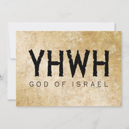 Carte YHWH (Yahvé, Éternel) Dieu Israël Tétragrammato (Devant)