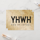 Carte YHWH (Yahvé, Éternel) Dieu Israël Tétragrammato (Devant/Arrière en situation)