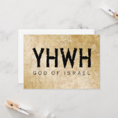 Carte YHWH (Yahvé, Éternel) Dieu Israël Tétragrammaton (Devant/Arrière en situation)