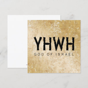 Carte YHWH (Yahvé, Éternel) Dieu Israël Tétragrammaton