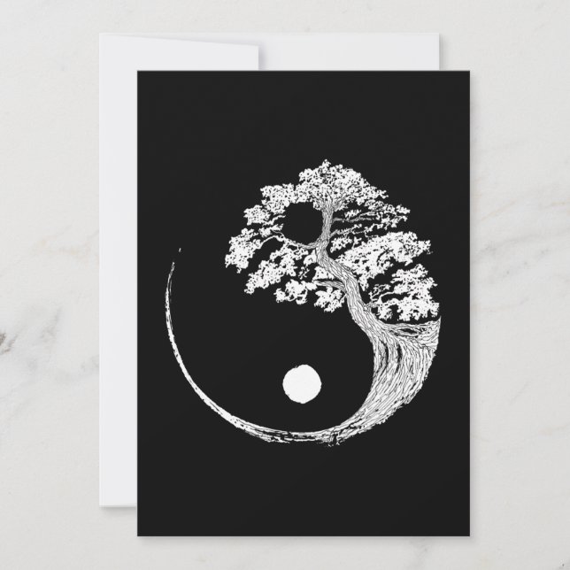 Carte Yin Yang Bonsai Tree Japonais Bouddhiste Zen (Devant)