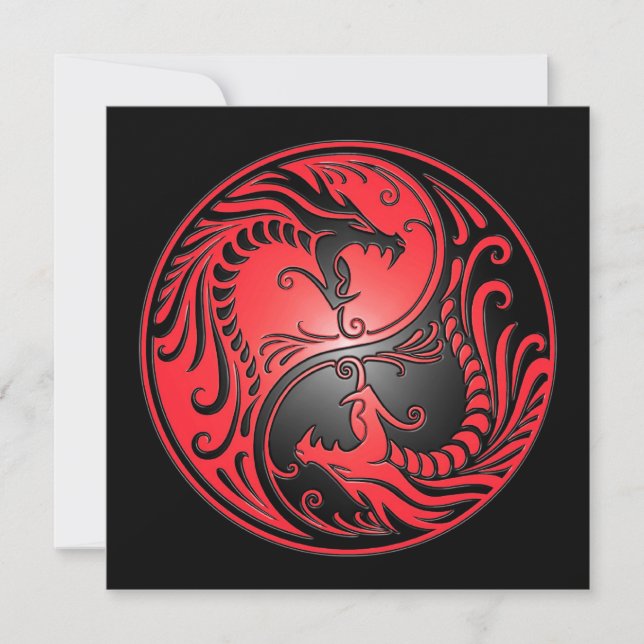 Carte Yin Yang Dragons, red and black (Devant)