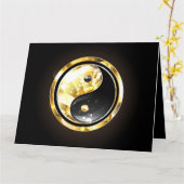 Carte Yin Yang or sur noir (Fleur jaune)