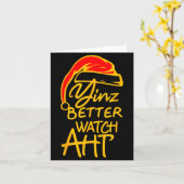 Carte Yinzer Christmas Ttsburgh Santa Yinz Better Watch (Fleur jaune)