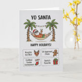 Carte Yo Santa Funny Summer Christmas Tropical Holiday (Fleur jaune)