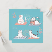 Carte Yoga Cats Lotus Anniversaire (Devant/Arrière en situation)