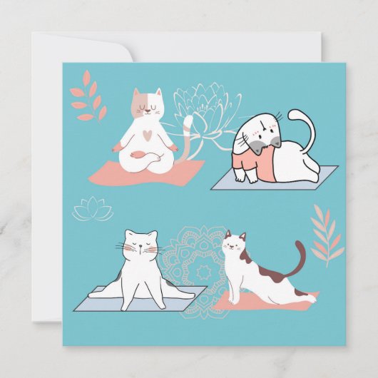 Carte Yoga Cats Lotus Anniversaire (Devant)