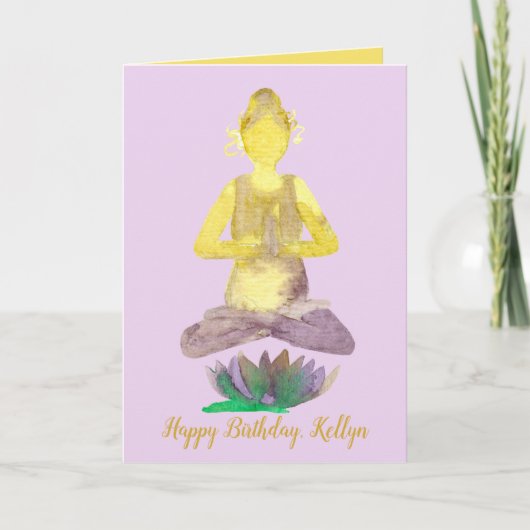 Carte Yoga Lotus Pose Joyeux anniversaire (Devant)