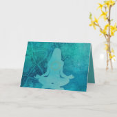 Carte Yoga & Méditation Zen Silhouette Bleue (Fleur jaune)