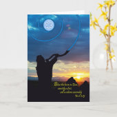 Carte Yom Kippour souffle le Shofar (Fleur jaune)