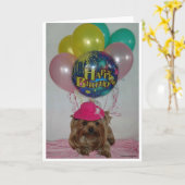 Carte Yorkie Balloon Joyeux B-Day (Fleur jaune)