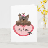 Carte Yorkie Big Sister (Fleur jaune)