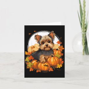 Carte Yorkie chien de pumpkin Halloween Thanksgiving