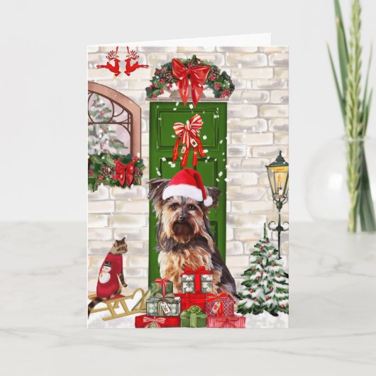 Carte Yorkie Chien Noël   (Devant)